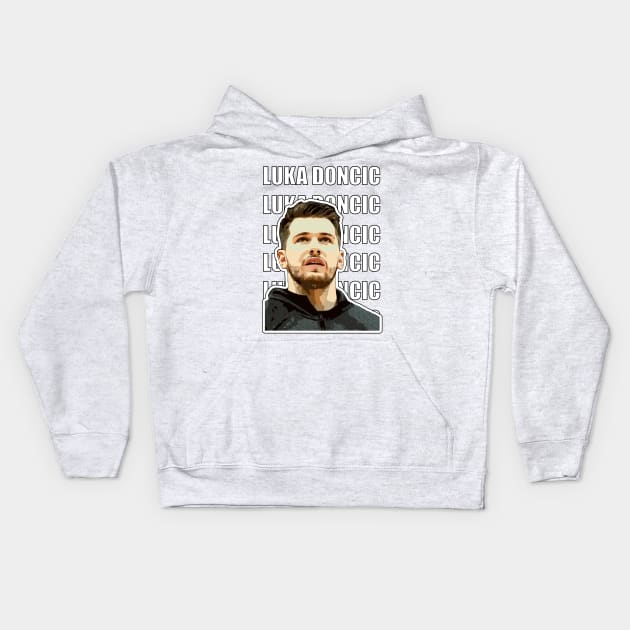 Luka Doncic Vector Art 2 Kids Hoodie by Playful Creatives